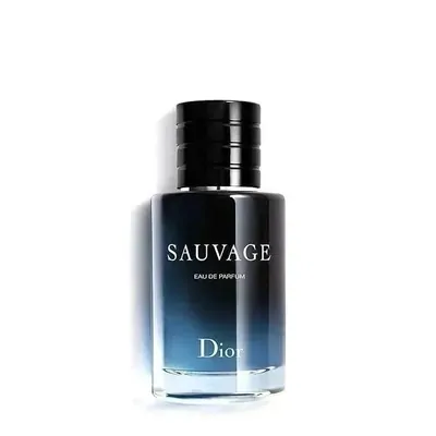 Deep blue gradient cologne flacon with a black cap